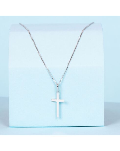 Pendentif Croix Croyance or blanc