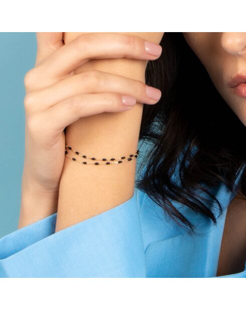Bracelet double Email Noir or jaune