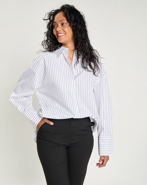 Chemise Cahaya à rayures blanc/noir