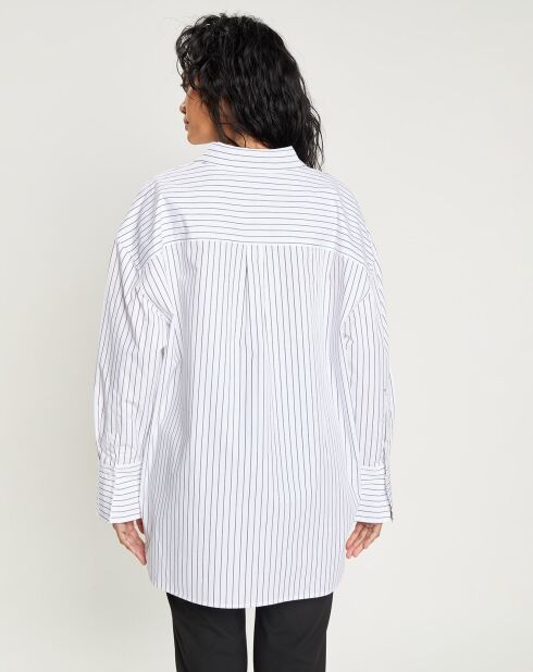 Chemise Cahaya à rayures blanc/noir