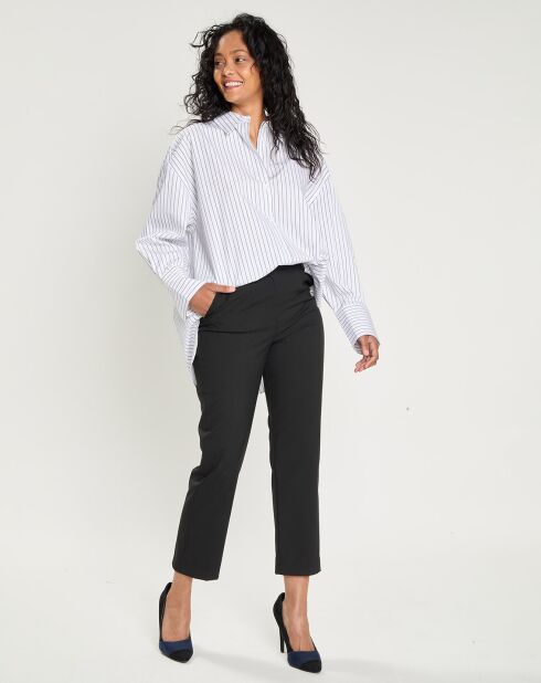 Chemise Cahaya à rayures blanc/noir