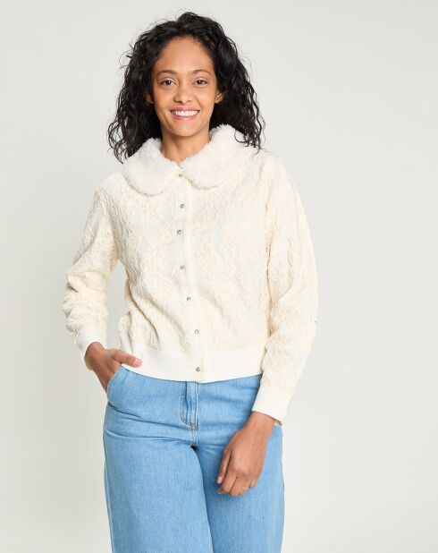 Cardigan Maille Dentelle    ecru