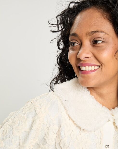 Cardigan Maille Dentelle    ecru