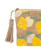 Pochette en Jute Ret Sum naturel/jaune - 20x6x16 cm
