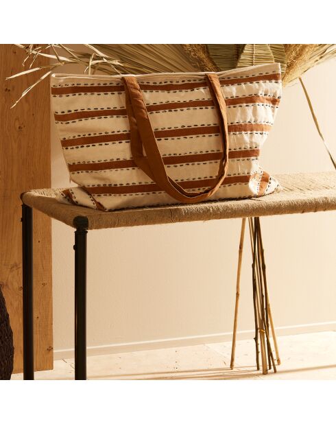Sac Madeira écru/camel - 58x42 cm
