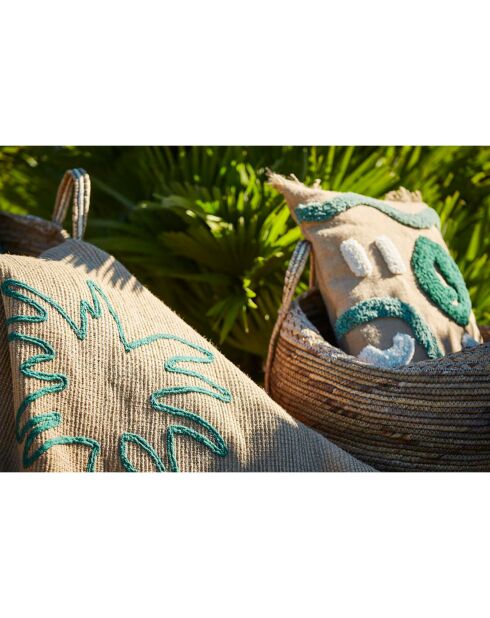 Tapis en Jute Palmea naturel/émeraude - 200x140 cm