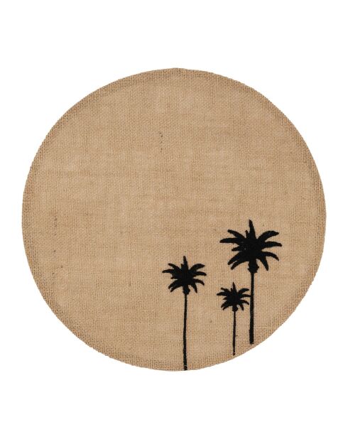 2 Tables basse en Jute Palmea naturel/noir - D.39 cm