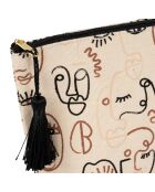 Pochette Terre Brulé écru/noir - 26x8x17 cm