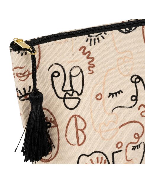 Pochette Terre Brulé écru/noir - 26x8x17 cm