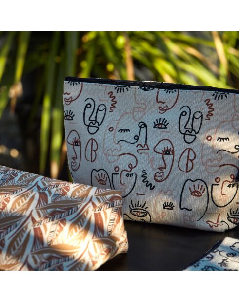 Pochette Terre Brulé écru/noir - 26x8x17 cm