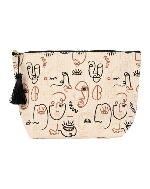 Pochette Terre Brulé écru/noir - 26x8x17 cm