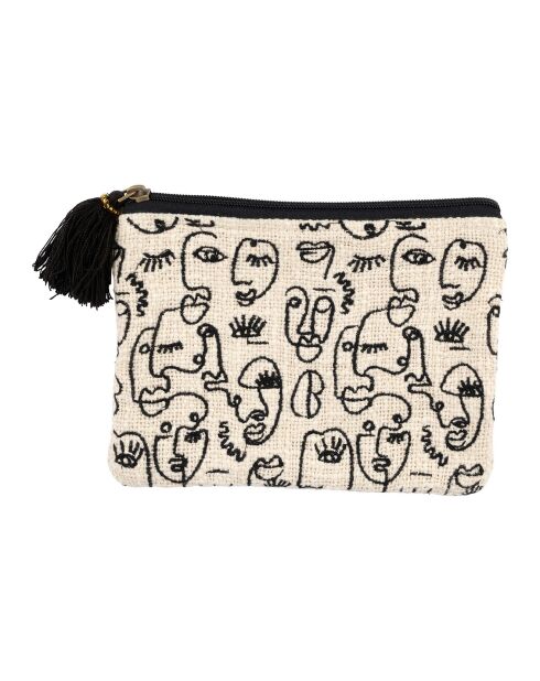 Pochette Terre Brulé écru/noir - 21x15 cm