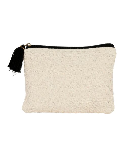 Pochette Maderia écru/émeraude - 21x15 cm