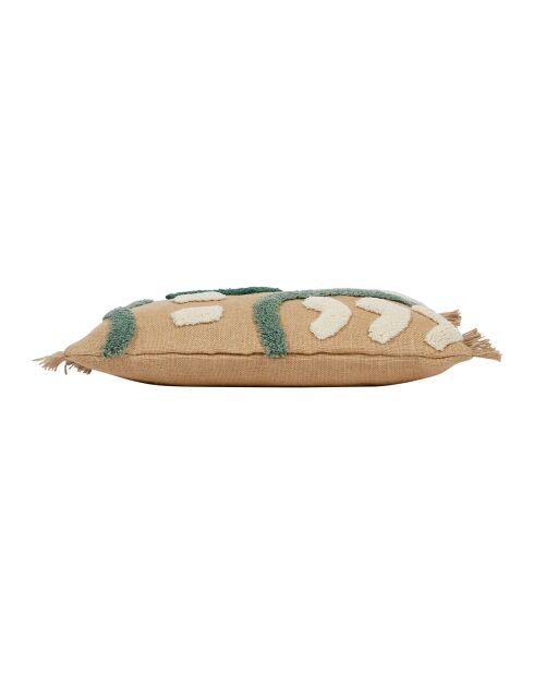 Housse de Coussin en Jute Palmea naturel/vert - 50x30 cm