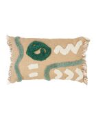 Housse de Coussin en Jute Palmea naturel/vert - 50x30 cm