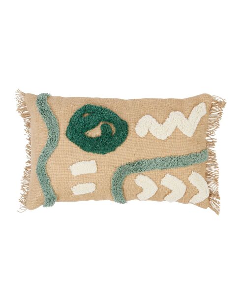 Housse de Coussin en Jute Palmea naturel/vert - 50x30 cm