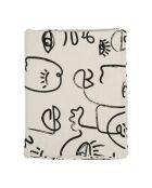 Plaid 100% Coton Terre Brulé écru/noir - 170x130 cm