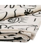 Plaid 100% Coton Terre Brulé écru/noir - 170x130 cm