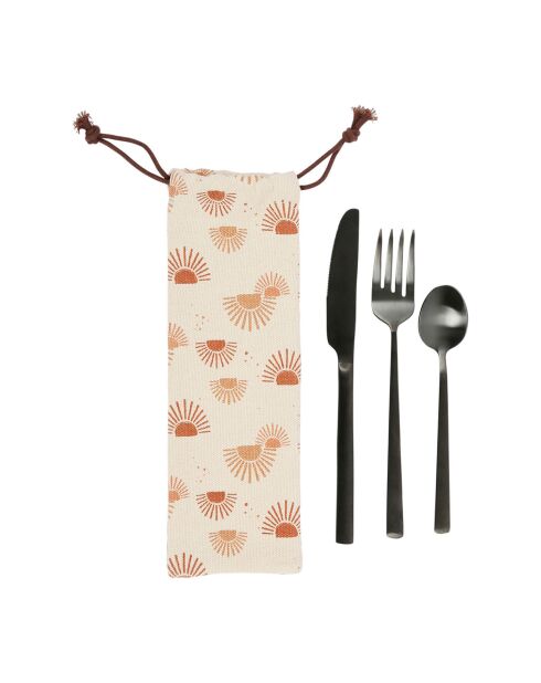 Pochette et 3 Couverts Sweet écru/terra