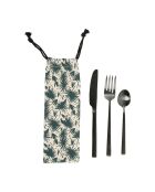 Set Pochette et 3 Couverts Palmea écru/vert