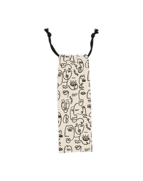 Set Pochette et 3 Couverts Terre Brulé écru/noir