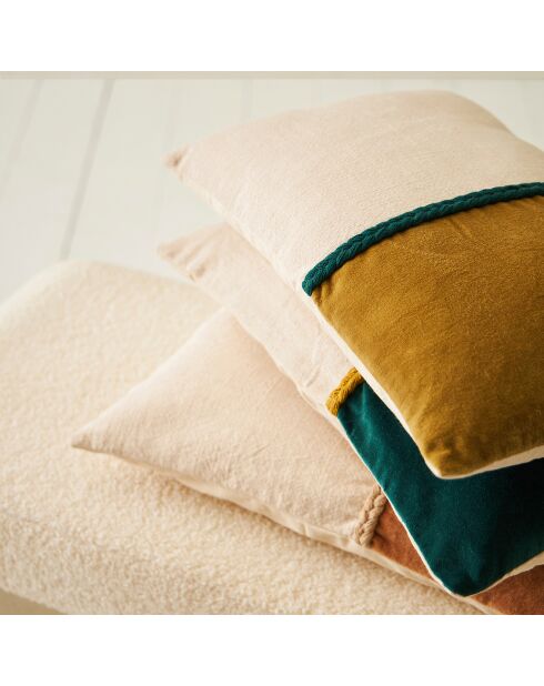 Housse de Coussin Neo émeraude/écru - 50x30 cm