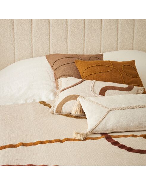 Housse de Coussin Organic écru/taupe - 50x30 cm