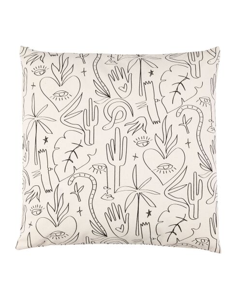 Housse de Coussin Tulum blanc/noir - 45x45 cm