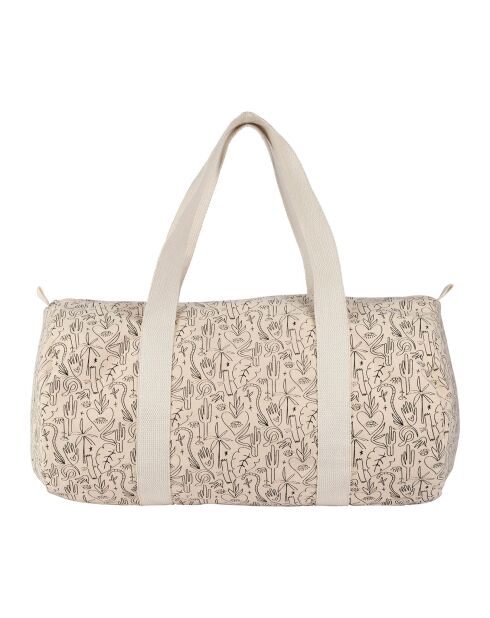 Sac Week-end Tulum écru/noir - 50x26x26 cm