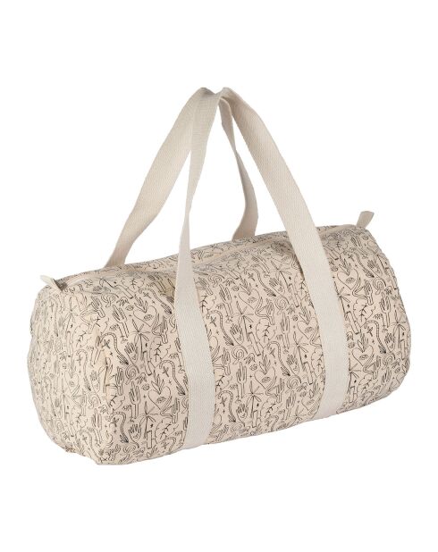 Sac Week-end Tulum écru/noir - 50x26x26 cm