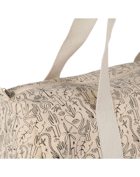 Sac Week-end Tulum écru/noir - 50x26x26 cm