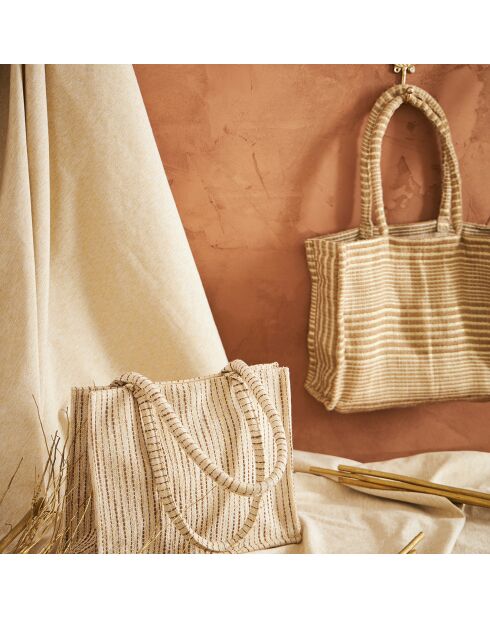 Sac Pochette en Jute Tropetoi naturel/doré - 38x13.5x30 cm