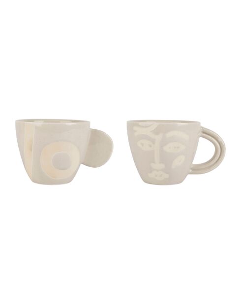 2 Tasses à Thé en Porcelaine Organic gris perle - 32cl