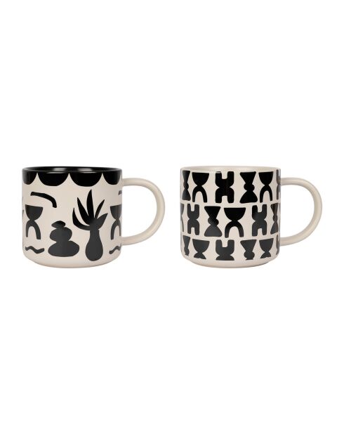 2 Tasses à Thé Minimal noir/blanc - 35cl