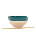 4 Bols Baguettes Funky émeraude/beige - D.16x8.5 cm