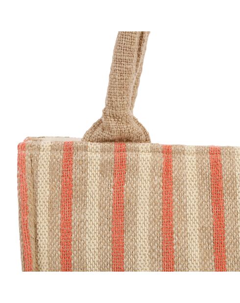 Sac en Jute Bella Palma rouge/naturel - 35x15x28 cm