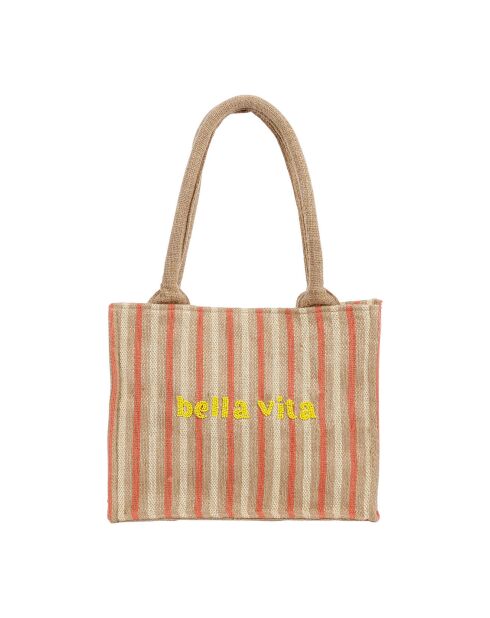 Sac en Jute Bella Palma rouge/naturel - 35x15x28 cm