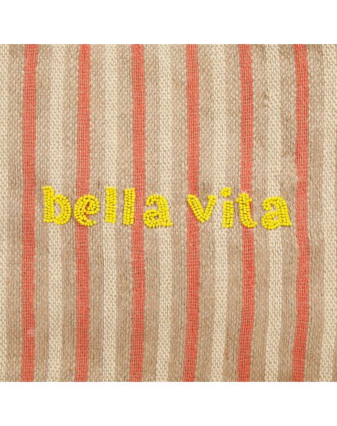 Sac en Jute Bella Palma rouge/naturel - 35x15x28 cm