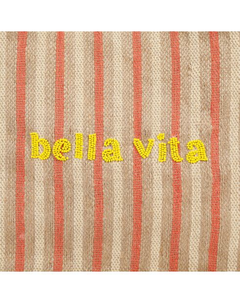 Sac en Jute Bella Palma rouge/naturel - 35x15x28 cm