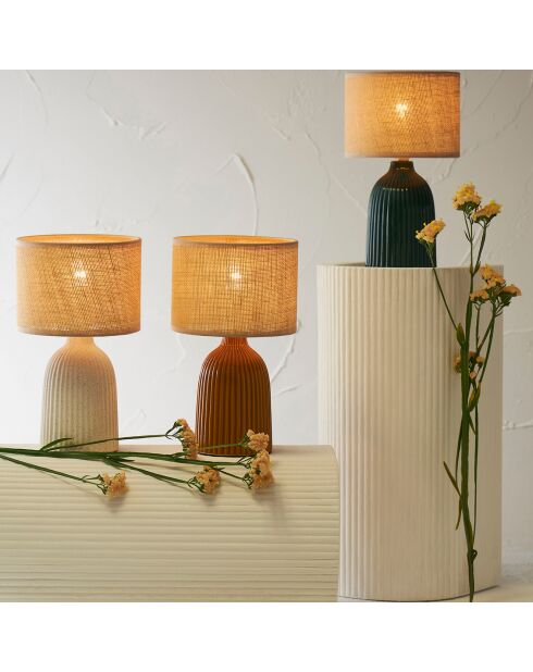 Lampe à Poser en Céramique Essencia émeraude/écru - D.9.5cm