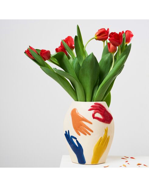 Vase en Porcelaine Visage-Arty naturel - 16x12x22.5 cm