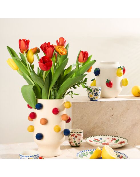Vase en Porcelaine Fruits Mocoa naturel - 21.5x20.5x20 cm