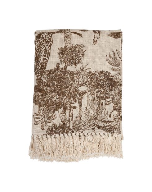 Plaid 100% Coton Mocoa camel/écru - 170x130 cm