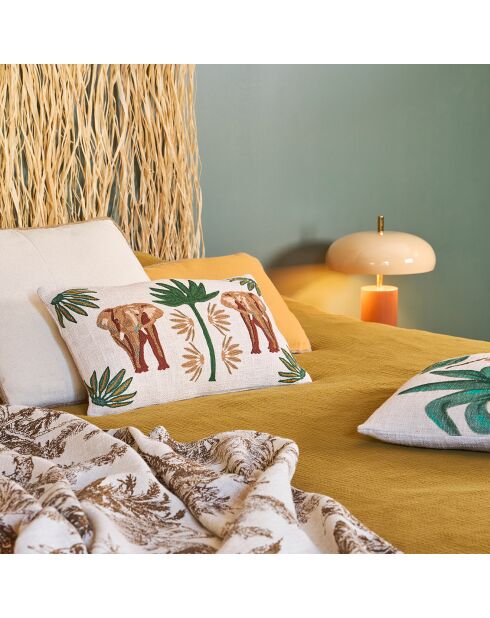 Plaid 100% Coton Mocoa camel/écru - 170x130 cm
