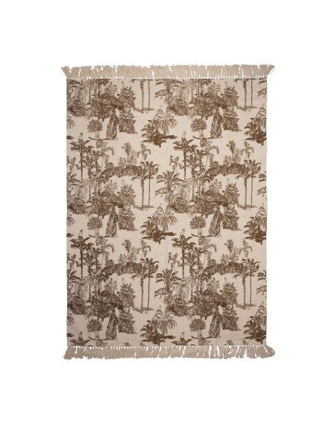 Plaid 100% Coton Mocoa camel/écru - 170x130 cm