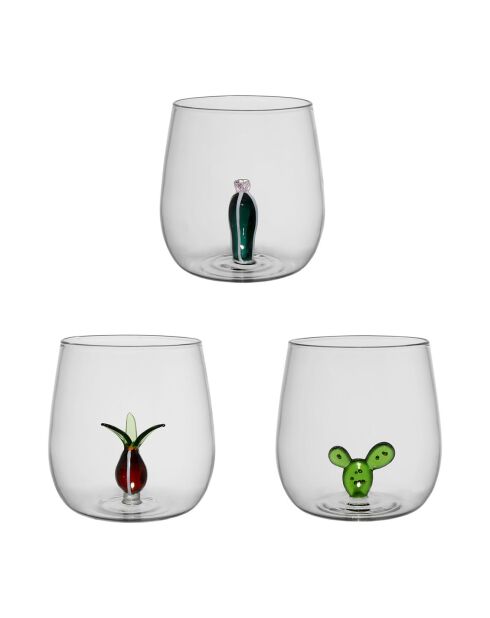 3 Gobelets Cactus Colorea verts - 40cl