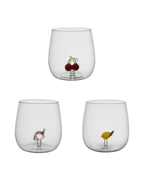 3 veelkleurige Colorea fruitbekers - 40cl