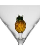 6 Verres à Pied Ananas ambre/vert - 25cl