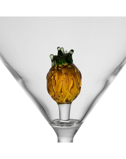 6 Verres à Pied Ananas ambre/vert - 25cl