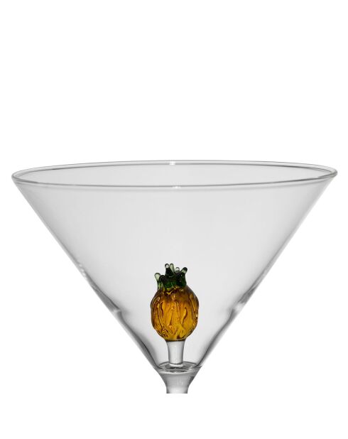 6 Verres à Pied Ananas ambre/vert - 25cl